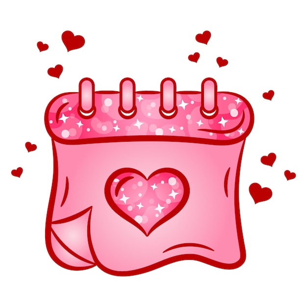 Vector valentine love calendar drawing sticker