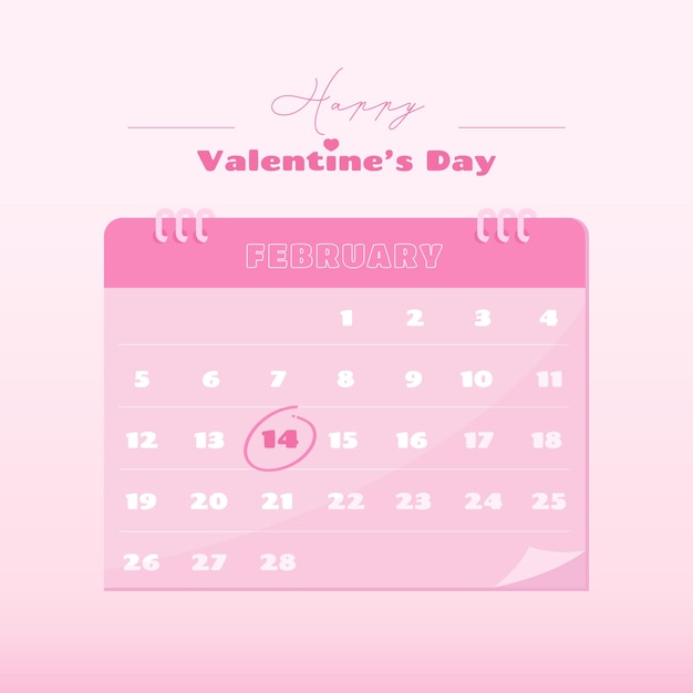 Vettore calendario dell'amore di san valentino