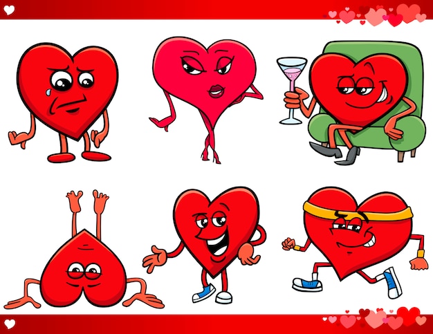 Set di cartoni animati di san valentino e amore