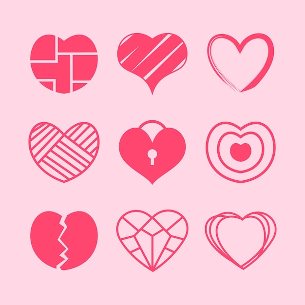 valentine love heart icon collection