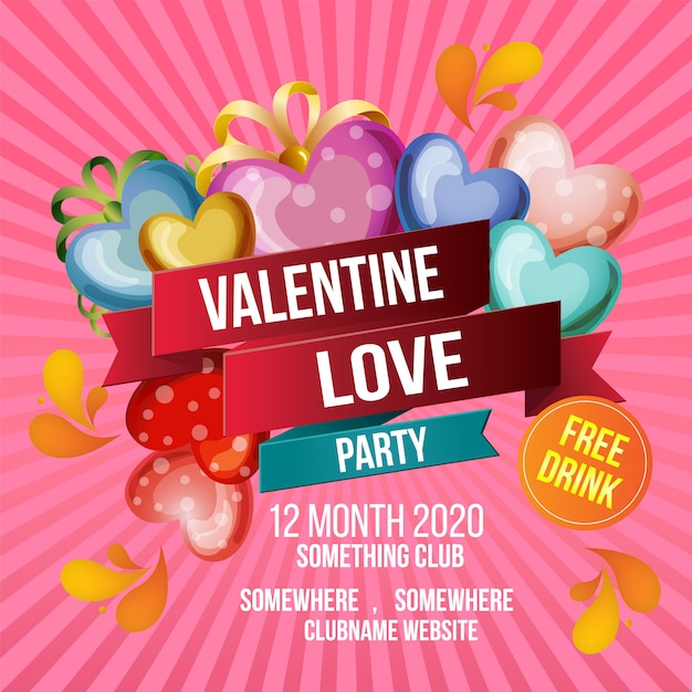 Vector valentine love party template