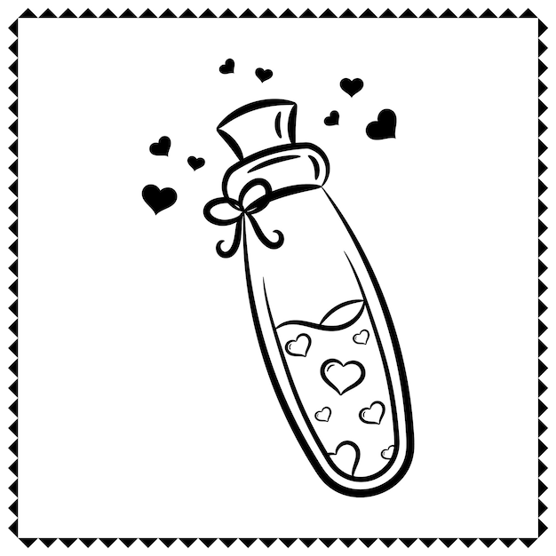 Valentine love potion drawing sketch for coloring