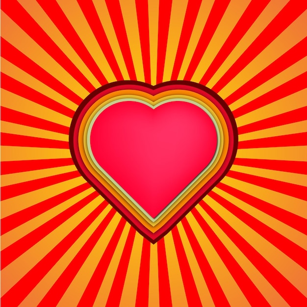 Vector valentine love vintage love sunburst background