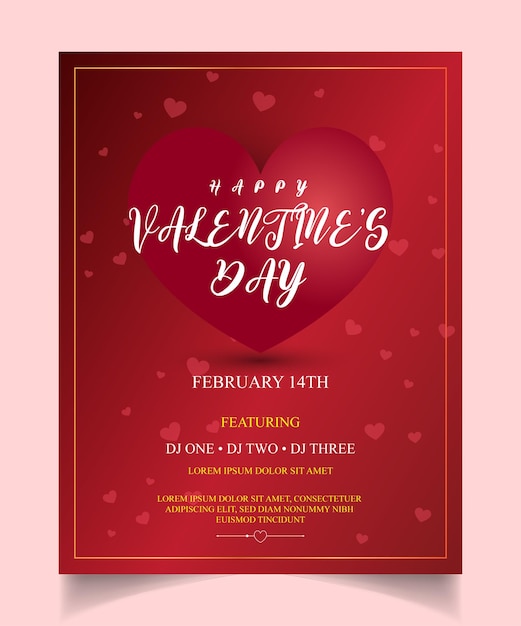 Vector valentine party flyer template free vector