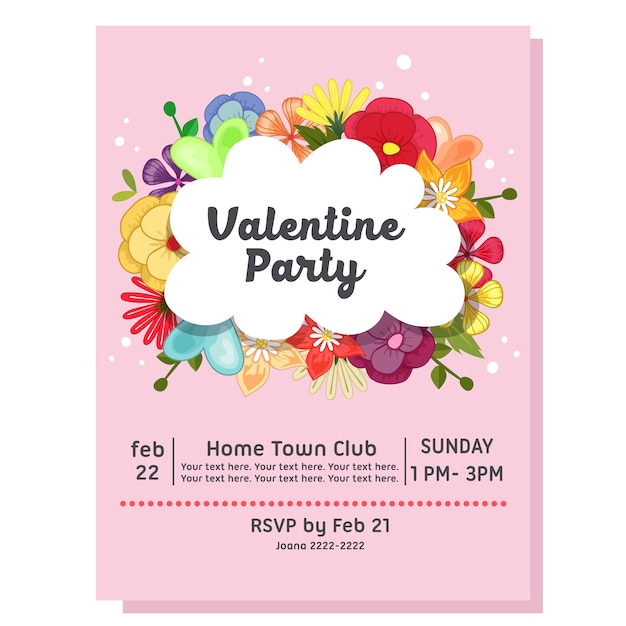 Valentine party invitation floral theme