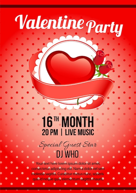 Vector valentine party poster template