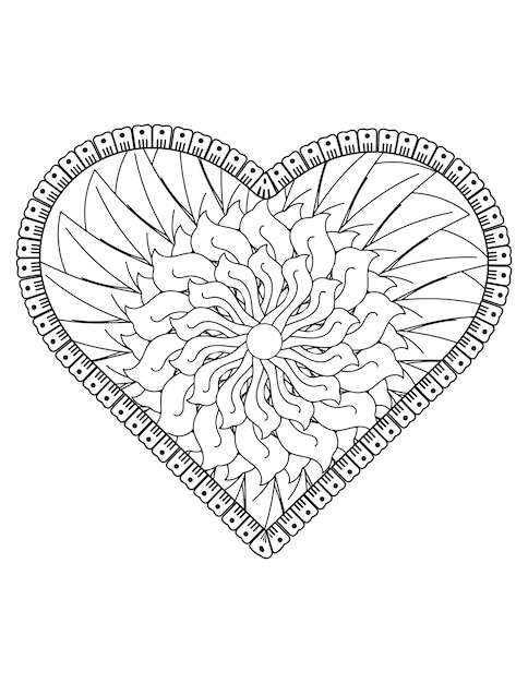 valentine pattern design. valentine, Heart coloring page for adult and kids. hand drawn flower.