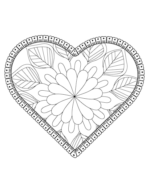 Valentine pattern design. valentine, heart coloring page for adult and kids. hand drawn flower.