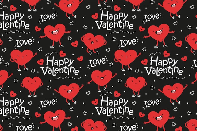 Valentine pattern with funny hearts