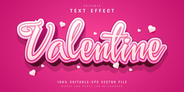 Редактируемый текстовый эффект в стиле валентинки в розовом мультяшном стиле