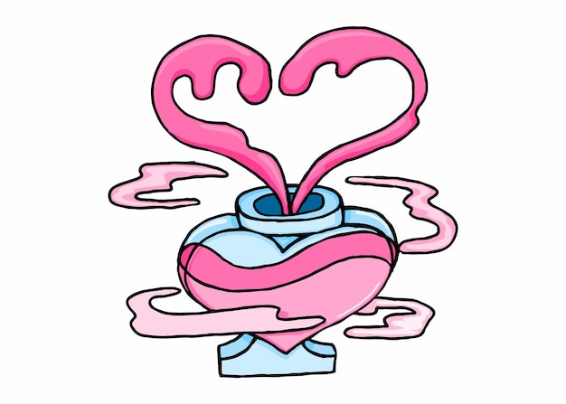 Vector valentine pink love potion making process