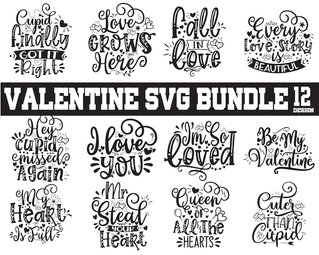 Valentine quotes svg design bundle valentine zegt typografie