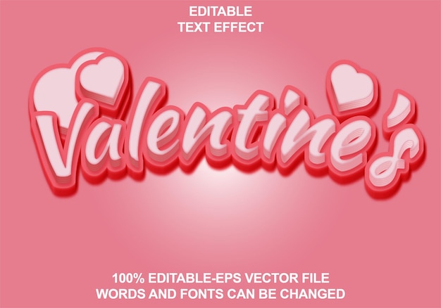 Stile di effetto di testo modificabile del modello di logo 3d di san valentino