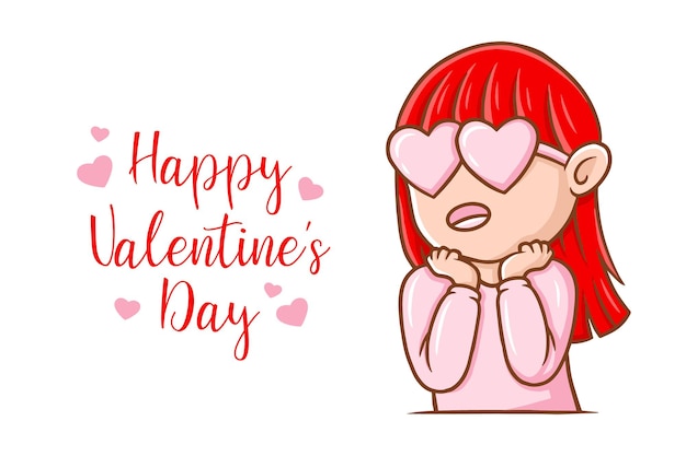 Valentine's banner   hand drawn illustration cute cartoon