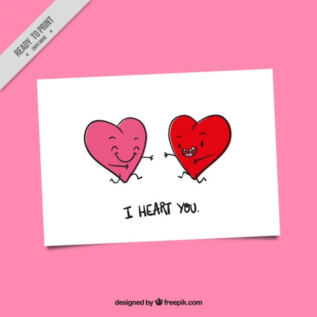 Vector valentine's card with smiling hearts