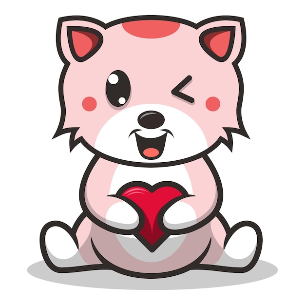 Valentine's Cute Cat Mascot Logo