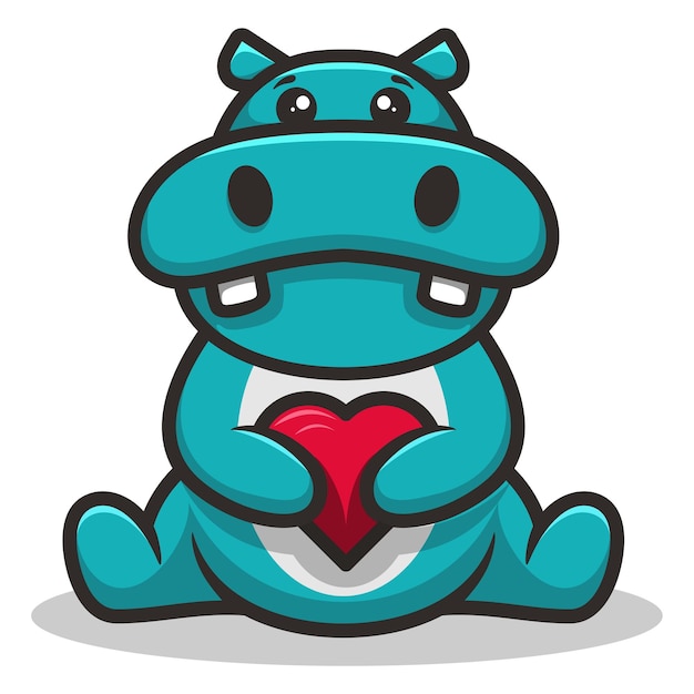 Simpatico logo mascotte ippopotamo di san valentino