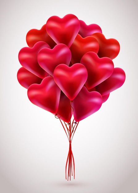 Valentine's day  3d hearts red baloons.