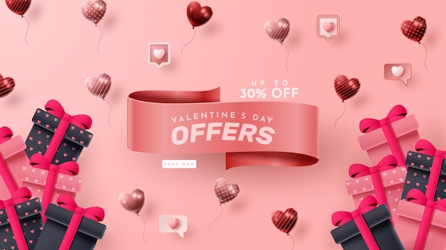 Vector valentine's day 3d product presentation for banner, advertising, and business. vector illustration