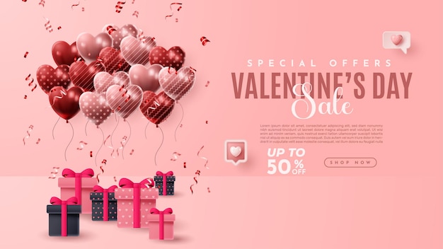 Valentine's day 3D product presentation for banner, advertising, and business. vector illustration