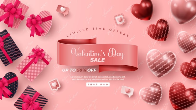 Valentine's day 3D product presentation for banner, advertising, and business. vector illustration