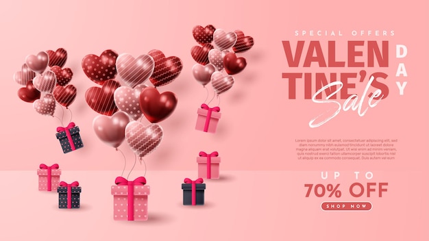 3D-презентация ко Дню святого Валентина для баннеров, рекламы и бизнеса. векторная иллюстрация