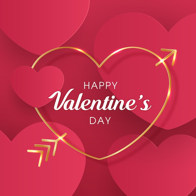 Valentine's day abstract with cut paper heart on pink background place for text vector design