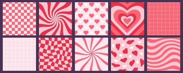 Valentine's day backdrops set group of square covers cards single patterns decorations for lover day