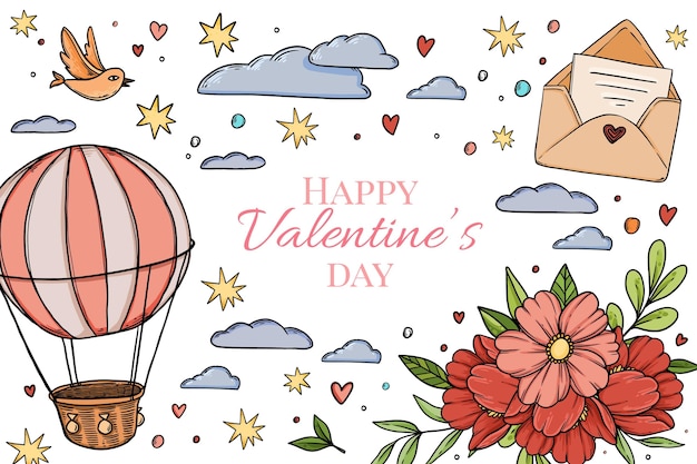 Vector valentine's day background hand drawn