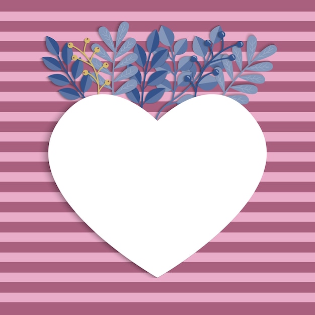 Valentine s day background. heart frame with leaves