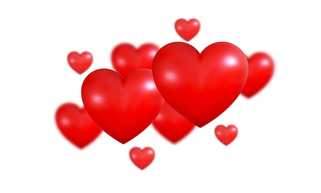 Valentine's day background. realistic 3d valentines red hearts