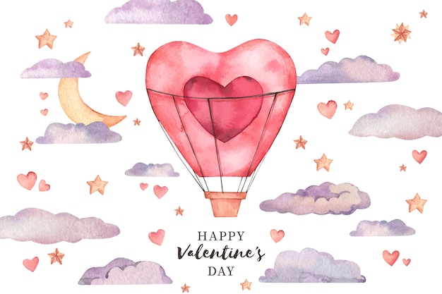 Valentine's day background in watercolor