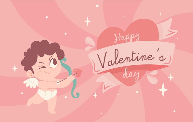 Vector valentine's day background with cupid