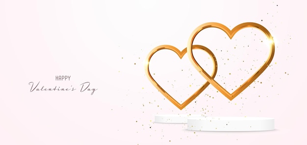 Valentine's day Background with Gold Hearts