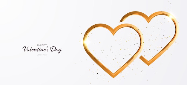 Valentine's day Background with Gold Hearts