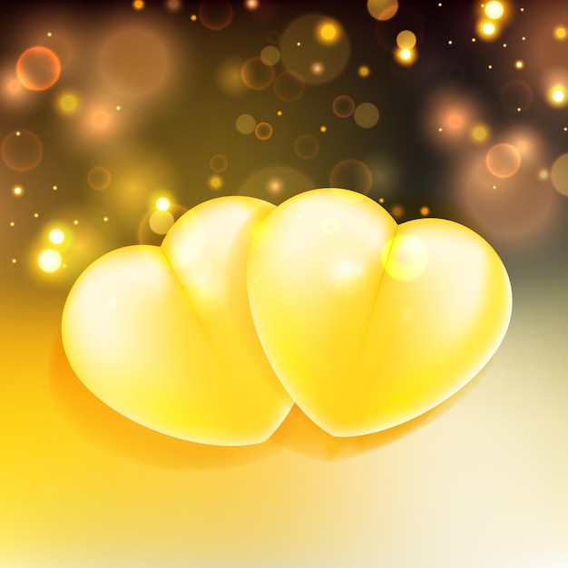 Valentine's day background with golden hearts Vector illustration