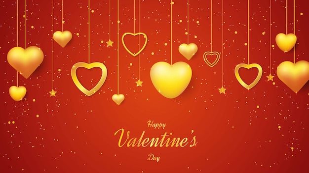 Valentine's day background with golden love shape