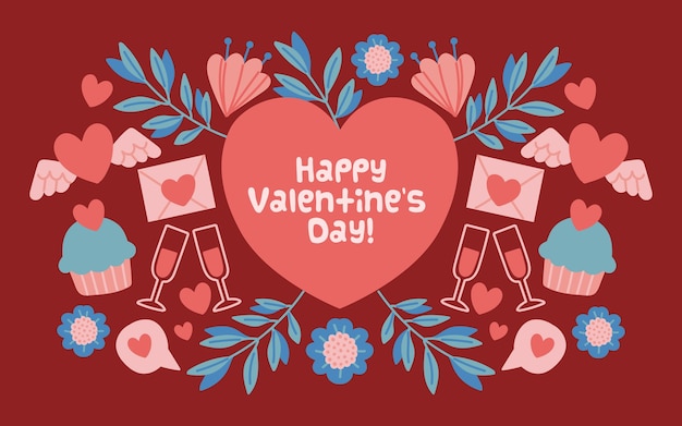 Vector valentine's day background with heart and greeting