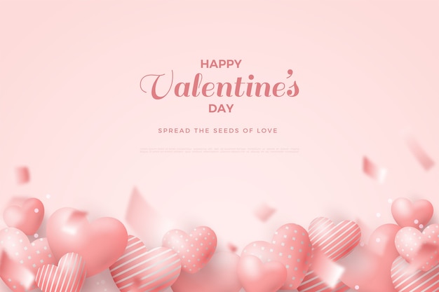 Valentine's day background with pink love balloons on white background.