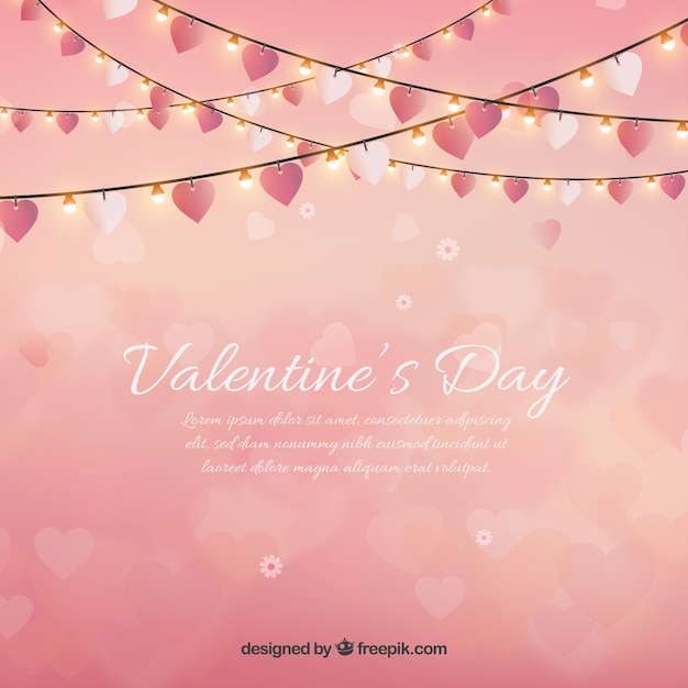 Valentine's day background with string lights