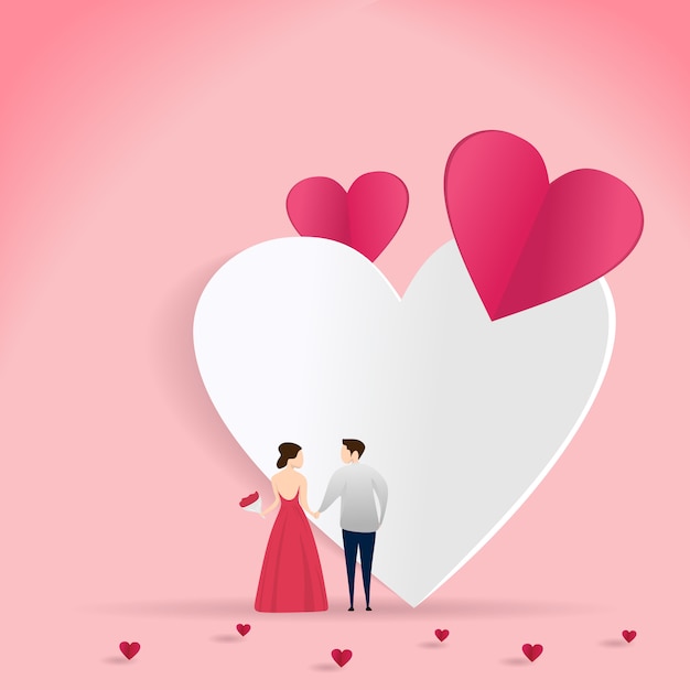 Valentine's day banner background with romantic couple