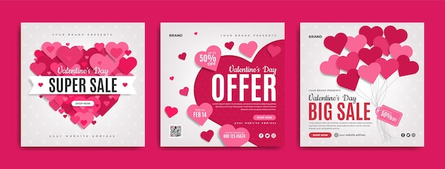 Post sui social media per la promozione aziendale di san valentino o banner web a forma di cuore