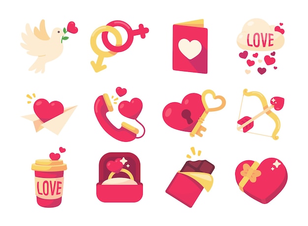 valentine's day card decorative elements pink couples wedding