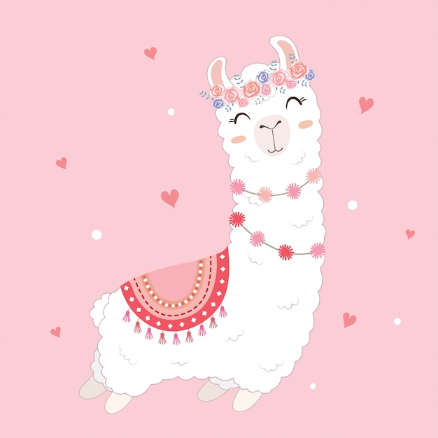 Valentine's day card featuring a cute llama.