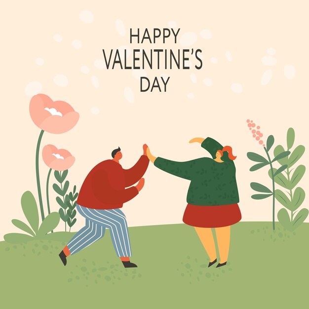 Valentine's Day card Romantic illustration with man and woman