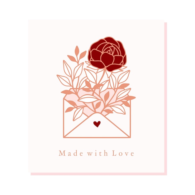 Valentine's day card template with rose flower