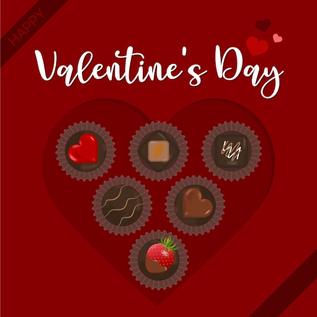 Valentine's day card with chocolate