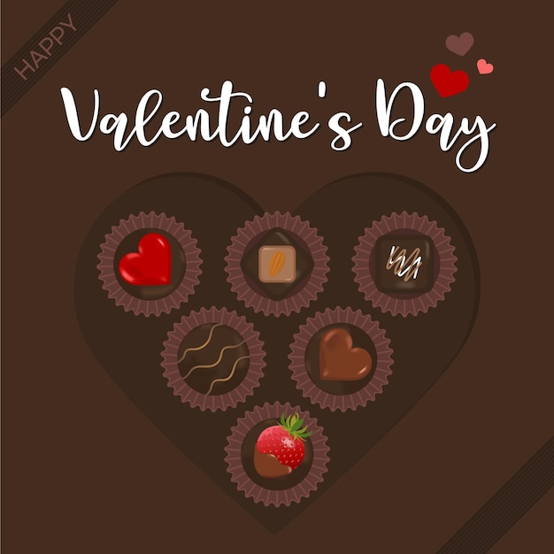 Vector valentine's day card with chocolate