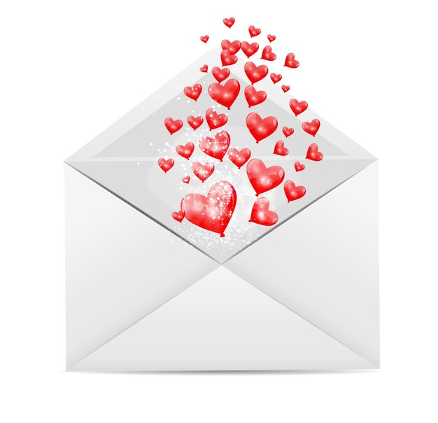 Открытка на День Св. Валентина с конвертом и сердечком векторные иллюстрации