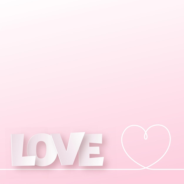 Valentine s day card with pink paper love text